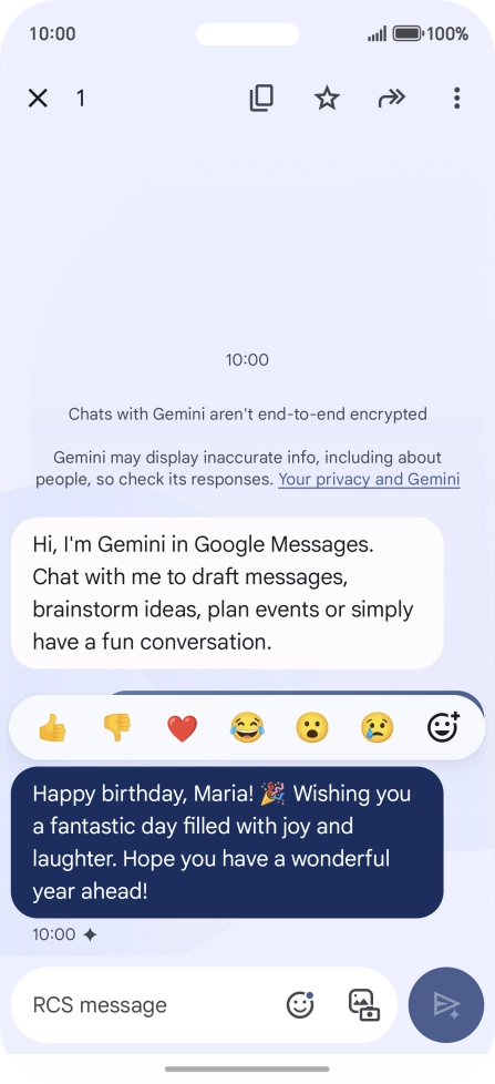 Press and hold the text suggestion from Gemini. Follow the instructions on the screen to use the text suggestion. Press and hold the text suggestion from Gemini. Follow the instructions on the screen to use the text suggestion.