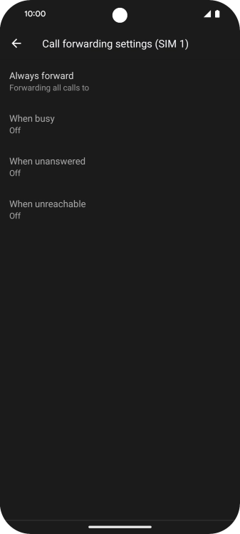 Press the required divert type. Press the required divert type.