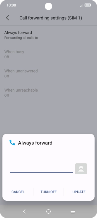 Press TURN OFF. Press TURN OFF.