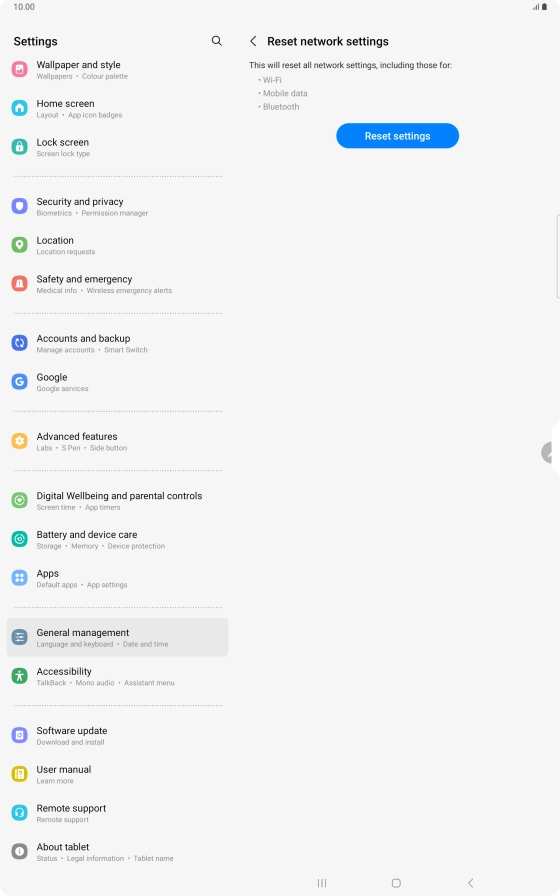 Press Reset settings. Press Reset settings.