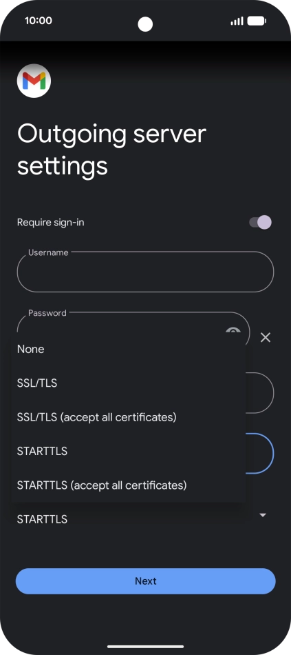 Press SSL/TLS. Press SSL/TLS.