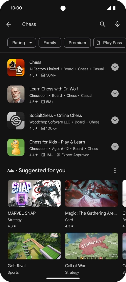 Press the required app. Press the required app.