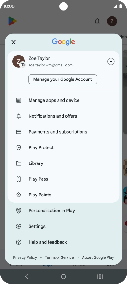 Press Manage apps and device. Press Manage apps and device.