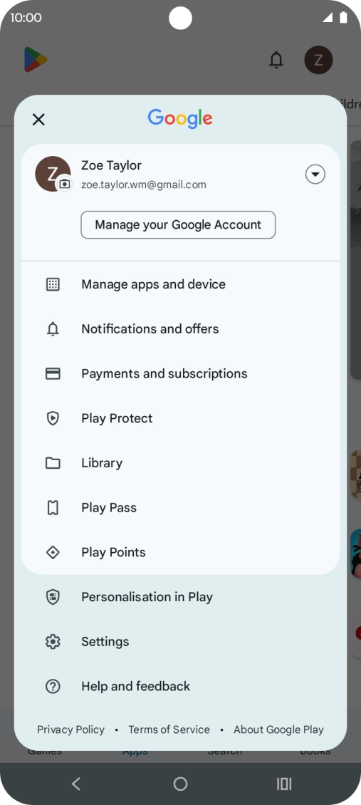 Press Manage apps and device. Press Manage apps and device.