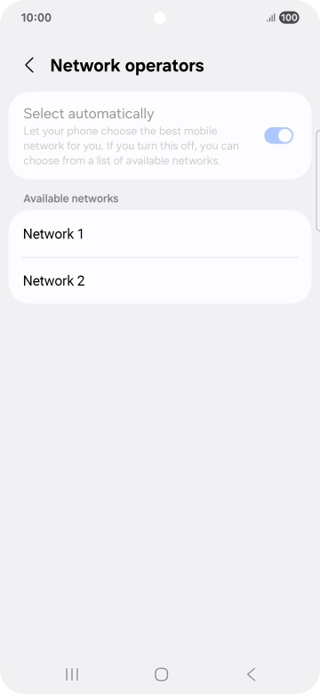 Press the required network. Press the required network.