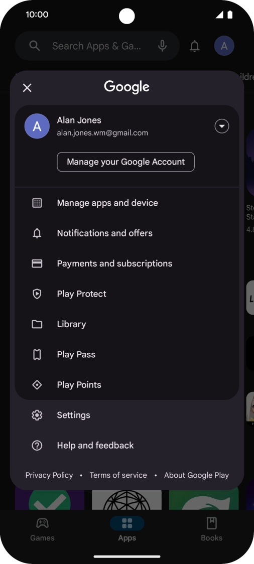 Press Manage apps and device. Press Manage apps and device.