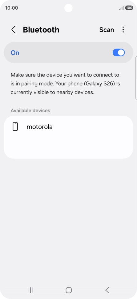 Press the required Bluetooth device and follow the instructions on the screen to pair the device with your phone. Press the required Bluetooth device and follow the instructions on the screen to pair the device with your phone.