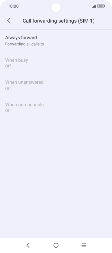 Press the required divert type. Press the required divert type.
