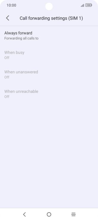 Press the required divert type. Press the required divert type.