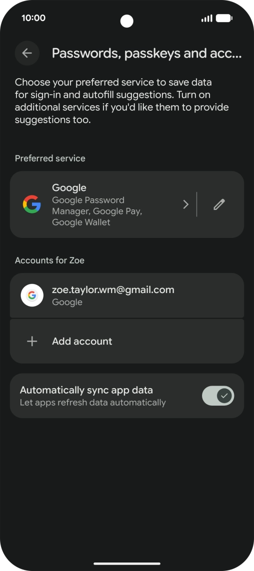 Press Add account. Press Add account.