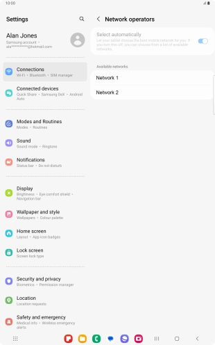 Press the required network. Press the required network.
