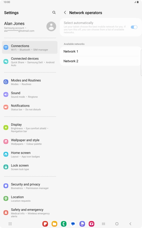 Press the required network. Press the required network.