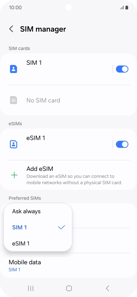 Press the required setting. Press the required setting.