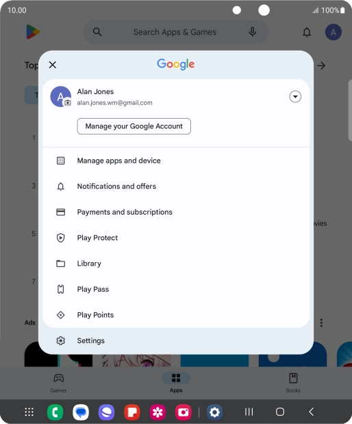 Press Manage apps and device. Press Manage apps and device.