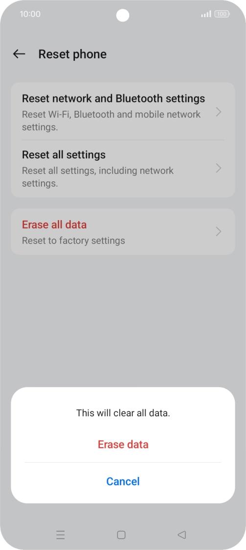 Press Erase data. Press Erase data.