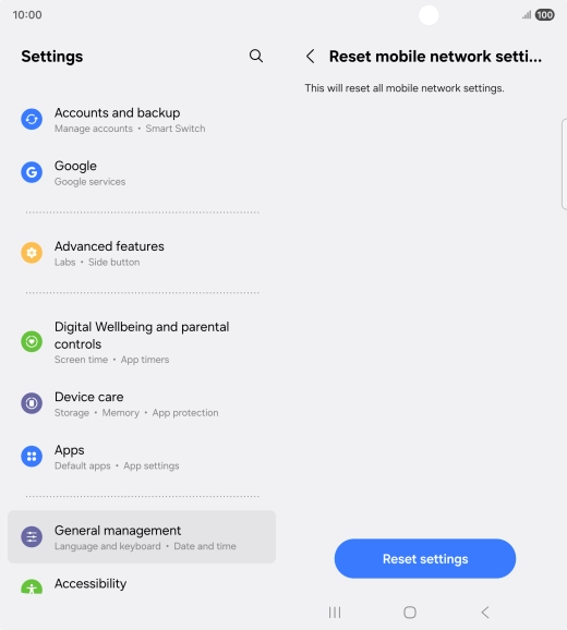 Press Reset settings. Press Reset settings.