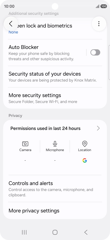 Press More security settings. Press More security settings.