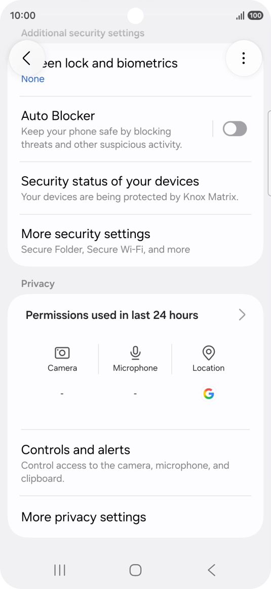 Press More security settings. Press More security settings.