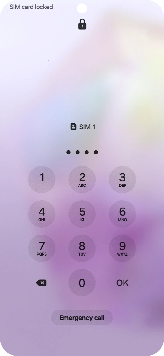 If your SIM is locked, key in your PIN and press OK. The default PIN is 1111. If your SIM is locked, key in your PIN and press OK. The default PIN is 1111.