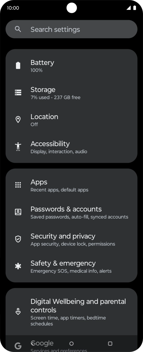 Press Passwords & accounts. Press Passwords & accounts.