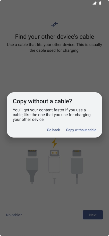 Press Copy without cable. Press Copy without cable.