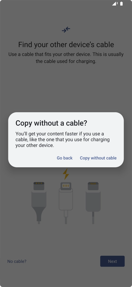 Press Copy without cable. Press Copy without cable.
