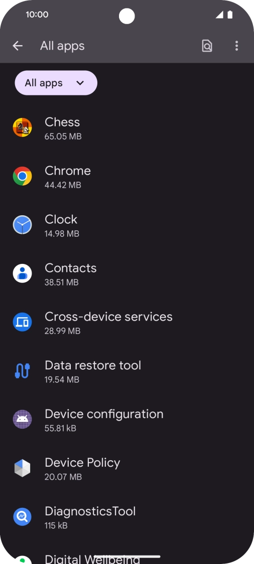 Press the required app. Press the required app.