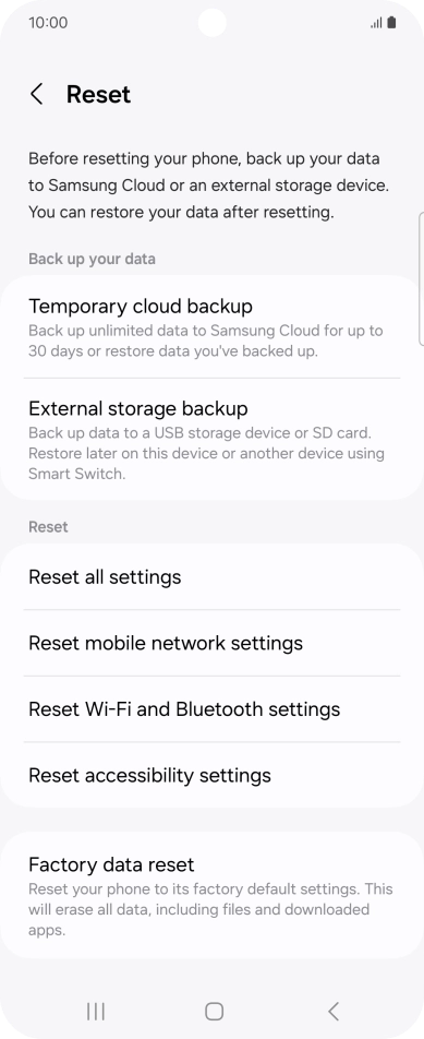 Press Factory data reset. Press Factory data reset.