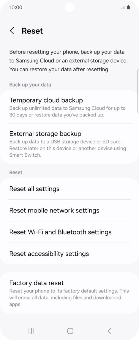 Press Factory data reset. Press Factory data reset.