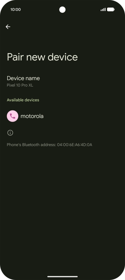 Press the required Bluetooth device and follow the instructions on the screen to pair the device with your phone. Press the required Bluetooth device and follow the instructions on the screen to pair the device with your phone.