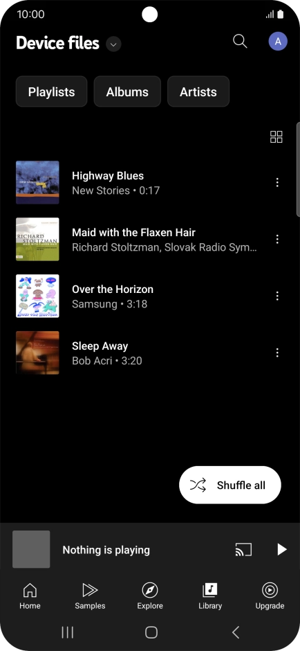 Press the required audio file. Press the required audio file.