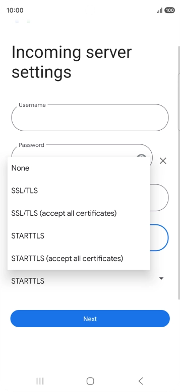 Press SSL/TLS. Press SSL/TLS.