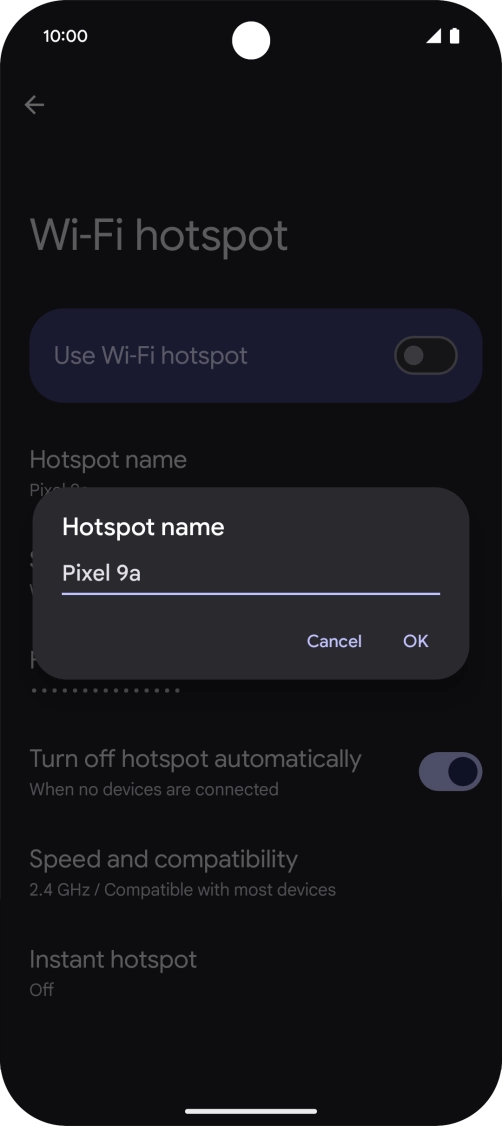 Key in the required Wi-Fi hotspot name and press OK. Key in the required Wi-Fi hotspot name and press OK.