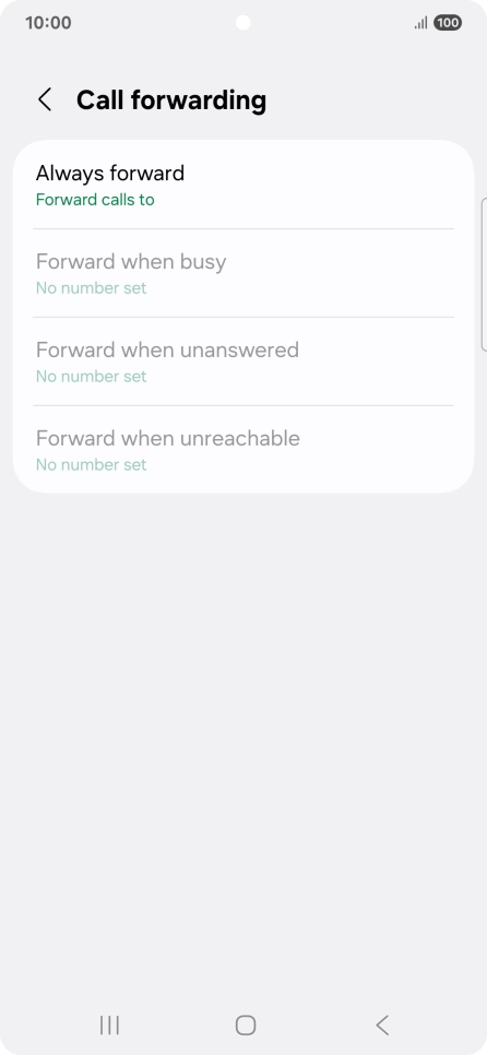Press the required divert type. Press the required divert type.