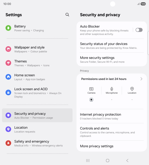 Press More security settings. Press More security settings.