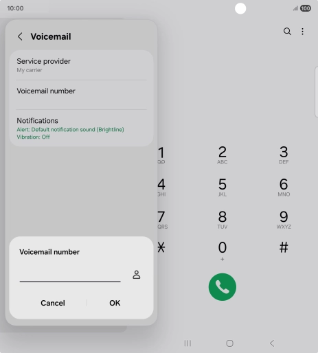 Key in +447953222222 and press OK. Key in +447953222222 and press OK.