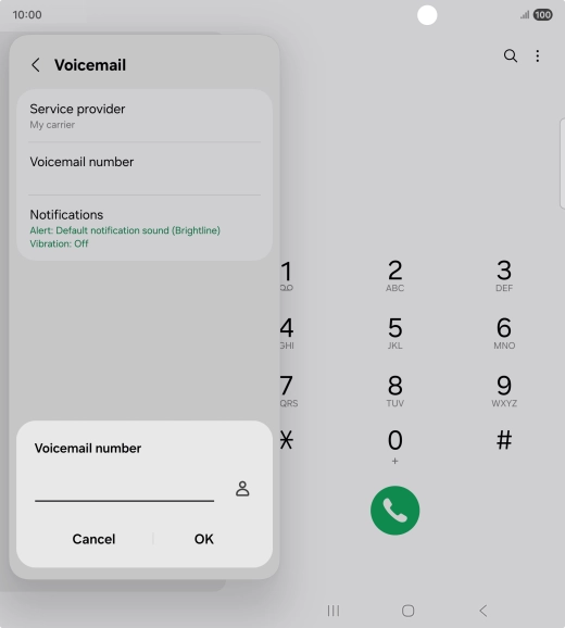 Key in +447953222222 and press OK. Key in +447953222222 and press OK.