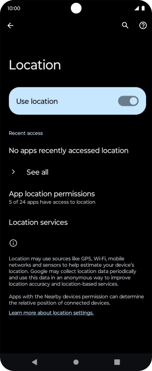 Press App location permissions. Press App location permissions.