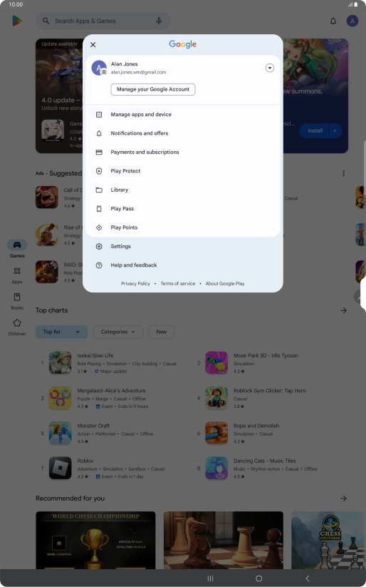 Press Manage apps and device. Press Manage apps and device.