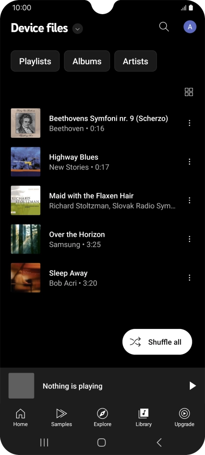 Press the required audio file. Press the required audio file.
