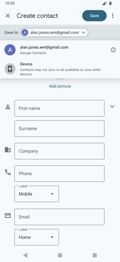 Press the required Google account. Press the required Google account.