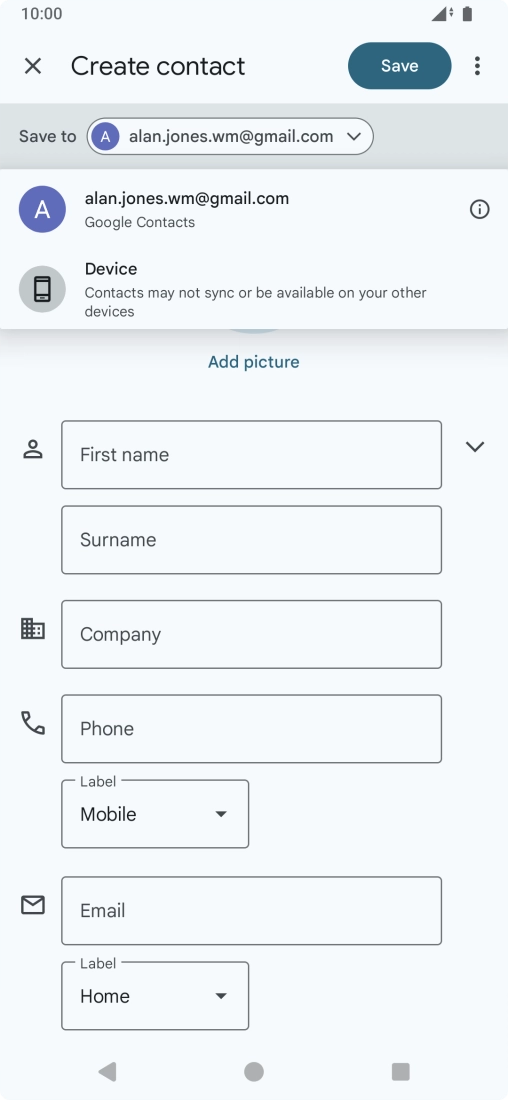 Press the required Google account. Press the required Google account.