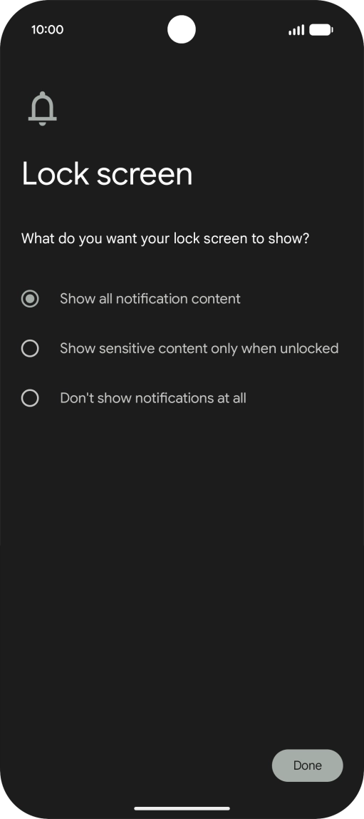 Press the required setting. Press the required setting.