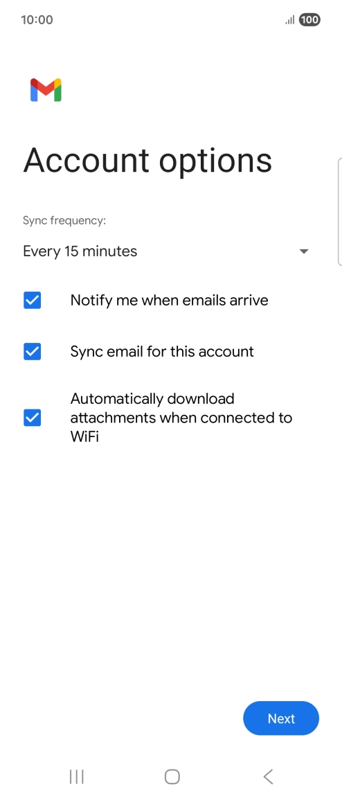 If this screen is displayed, you email account has been recognised and set up automatically. Follow the instructions on the screen to key in more information and finish setting up your phone. If this screen is displayed, you email account has been recognised and set up automatically. Follow the instructions on the screen to key in more information and finish setting up your phone.