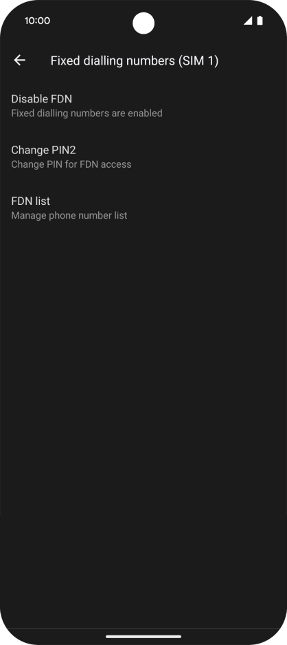 Press Disable FDN. Press Disable FDN.