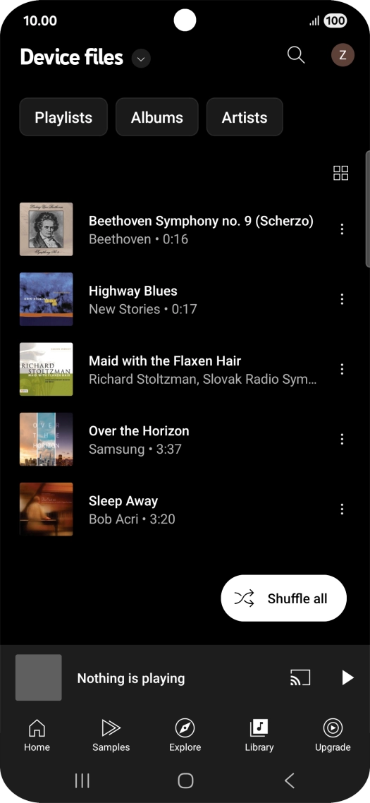 Press the required audio file. Press the required audio file.