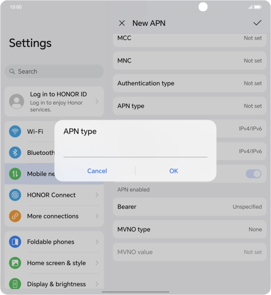 Key in mms and press OK. Key in mms and press OK.
