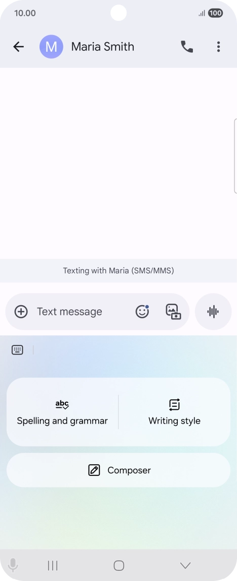 To generate a text, press Composer and follow the instructions on the screen to use the function. To generate a text, press Composer and follow the instructions on the screen to use the function.
