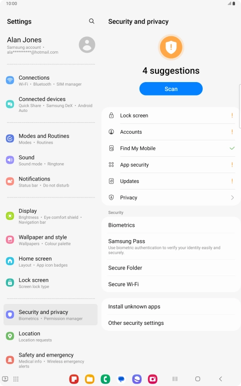 Press Other security settings. Press Other security settings.