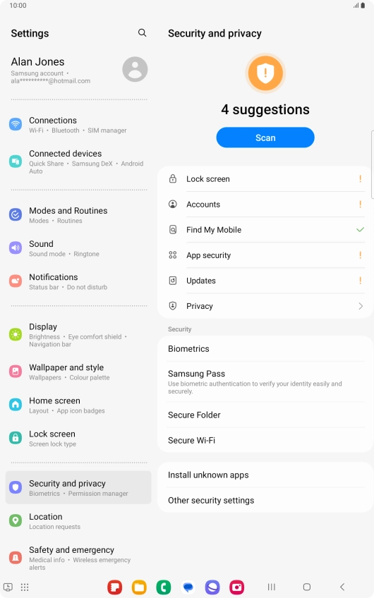 Press Other security settings. Press Other security settings.